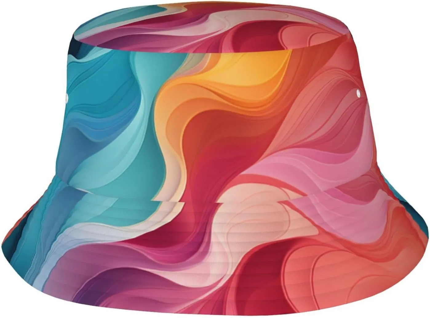 Bucket Hat for Men Women Packable Breathable Sun Hats Fisherman Hats Outdoor Summer Travel Hiking Beach Caps Rainbow Color Abstract Illustration