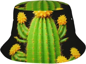 Bucket Hat for Men Women Packable Breathable Sun Hats Fisherman Hats Outdoor Summer Travel Hiking Beach Caps Yellow Cactus