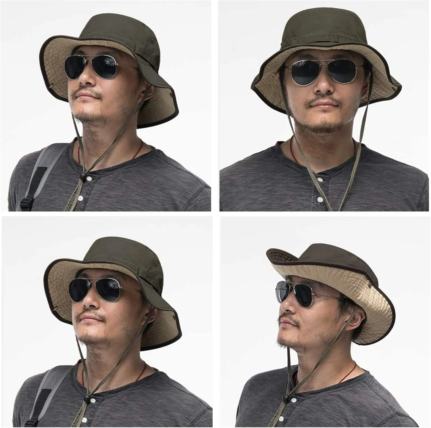 Bucket Hat Wide Brim UV Protection Sun Hat Boonie Hats Fishing Hiking Safari Outdoor Hats for Men and Women