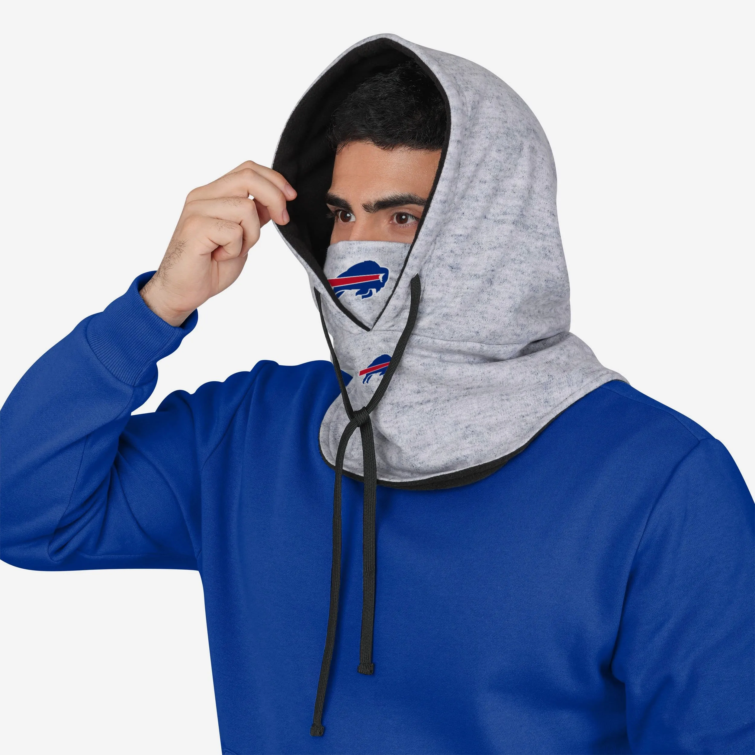 Buffalo Bills Heather Gray Drawstring Hooded Gaiter Scarf
