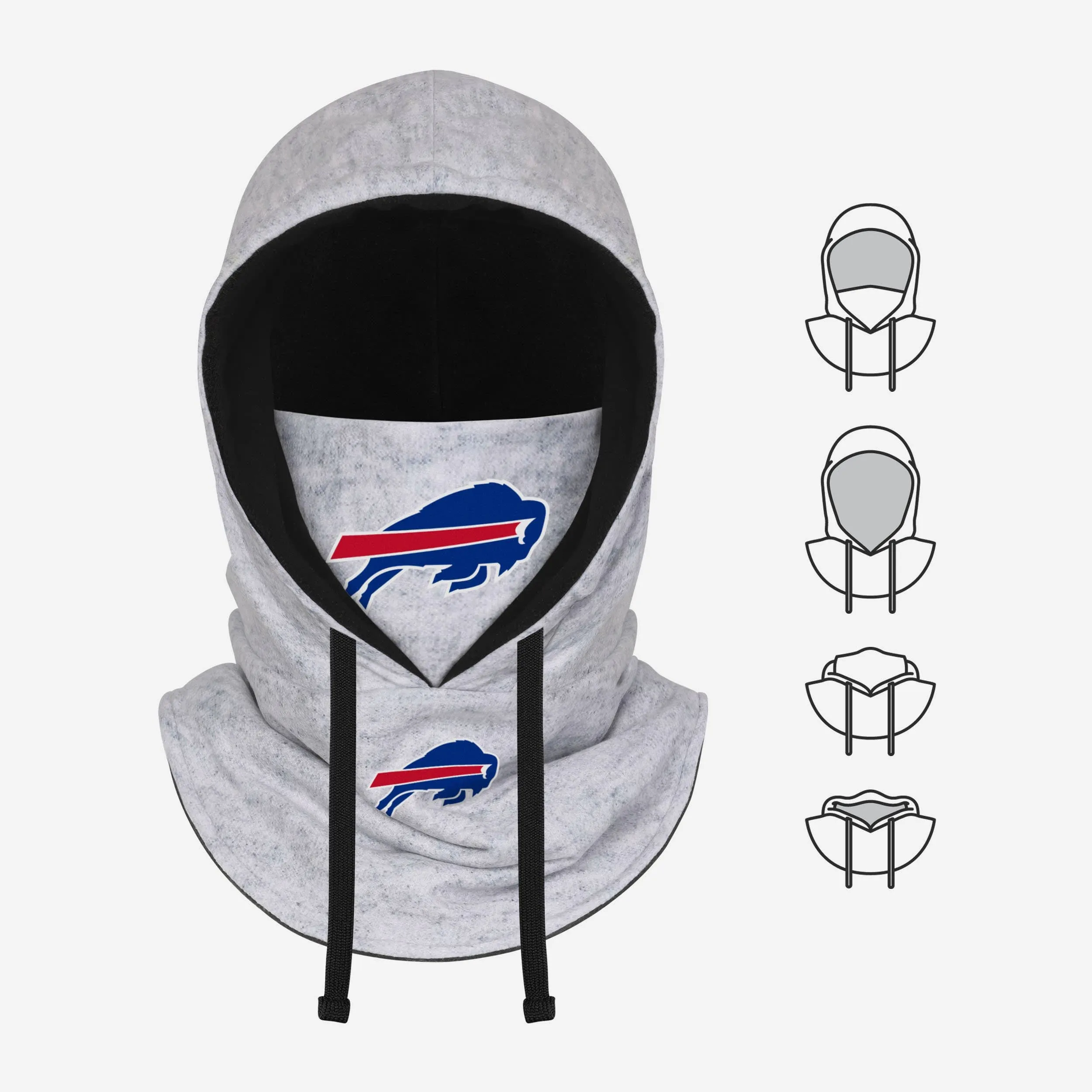 Buffalo Bills Heather Gray Drawstring Hooded Gaiter Scarf