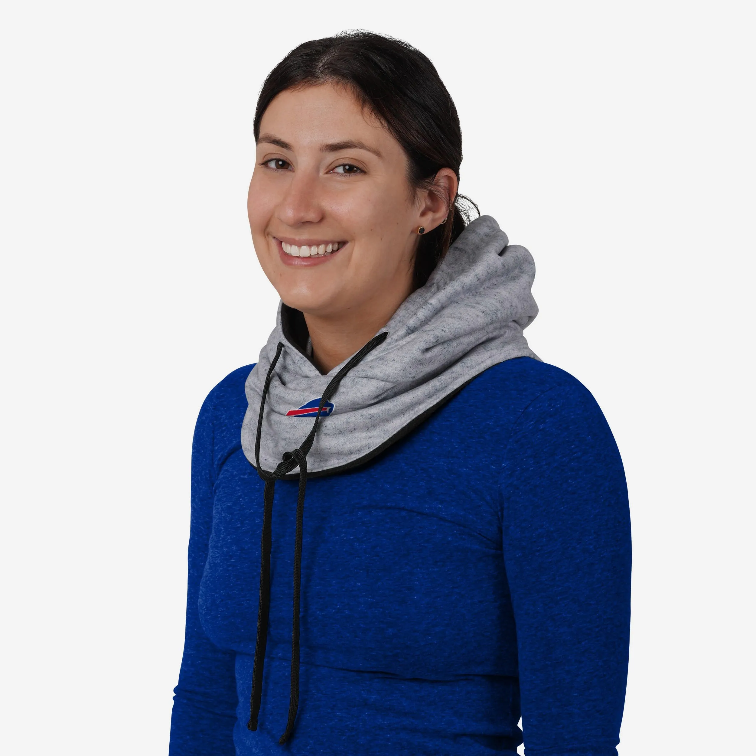 Buffalo Bills Heather Gray Drawstring Hooded Gaiter Scarf