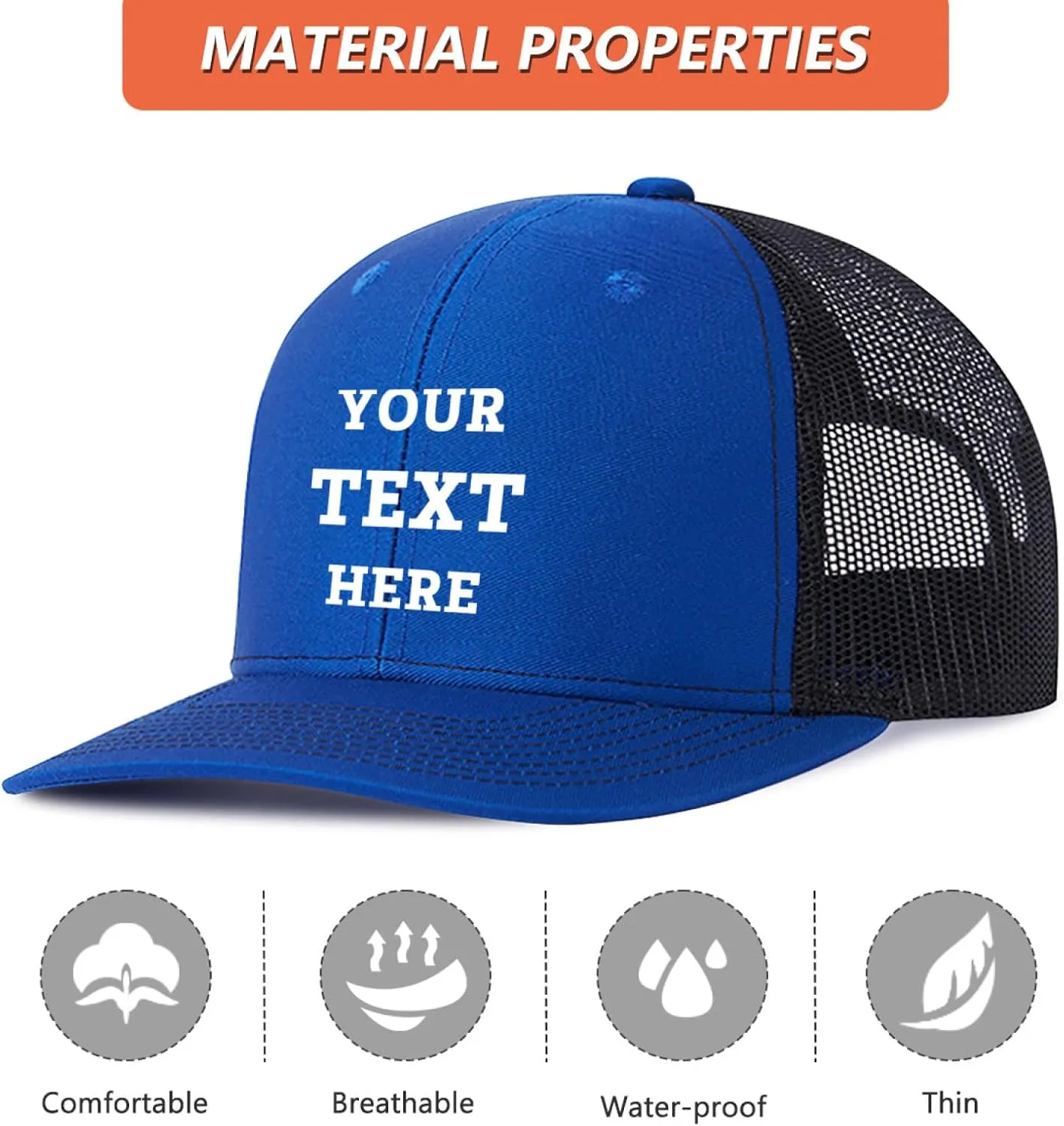 Bulk Custom Hat Customized Your Text Custom Logo Hat Adjustable Baseball Cap Custom Trucker Hat Unisex Personalized Hats