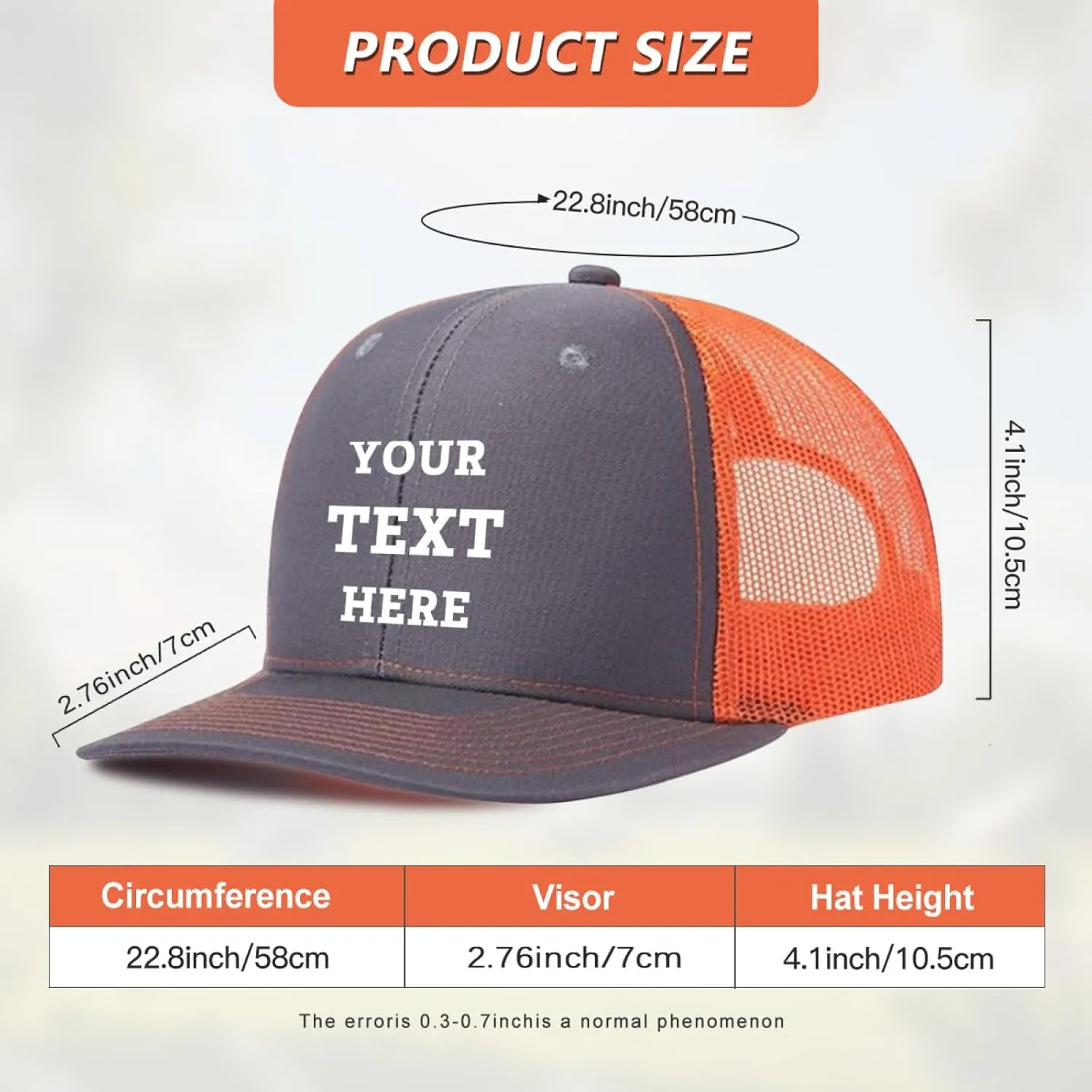 Bulk Custom Hat Customized Your Text Custom Logo Hat Adjustable Baseball Cap Custom Trucker Hat Unisex Personalized Hats