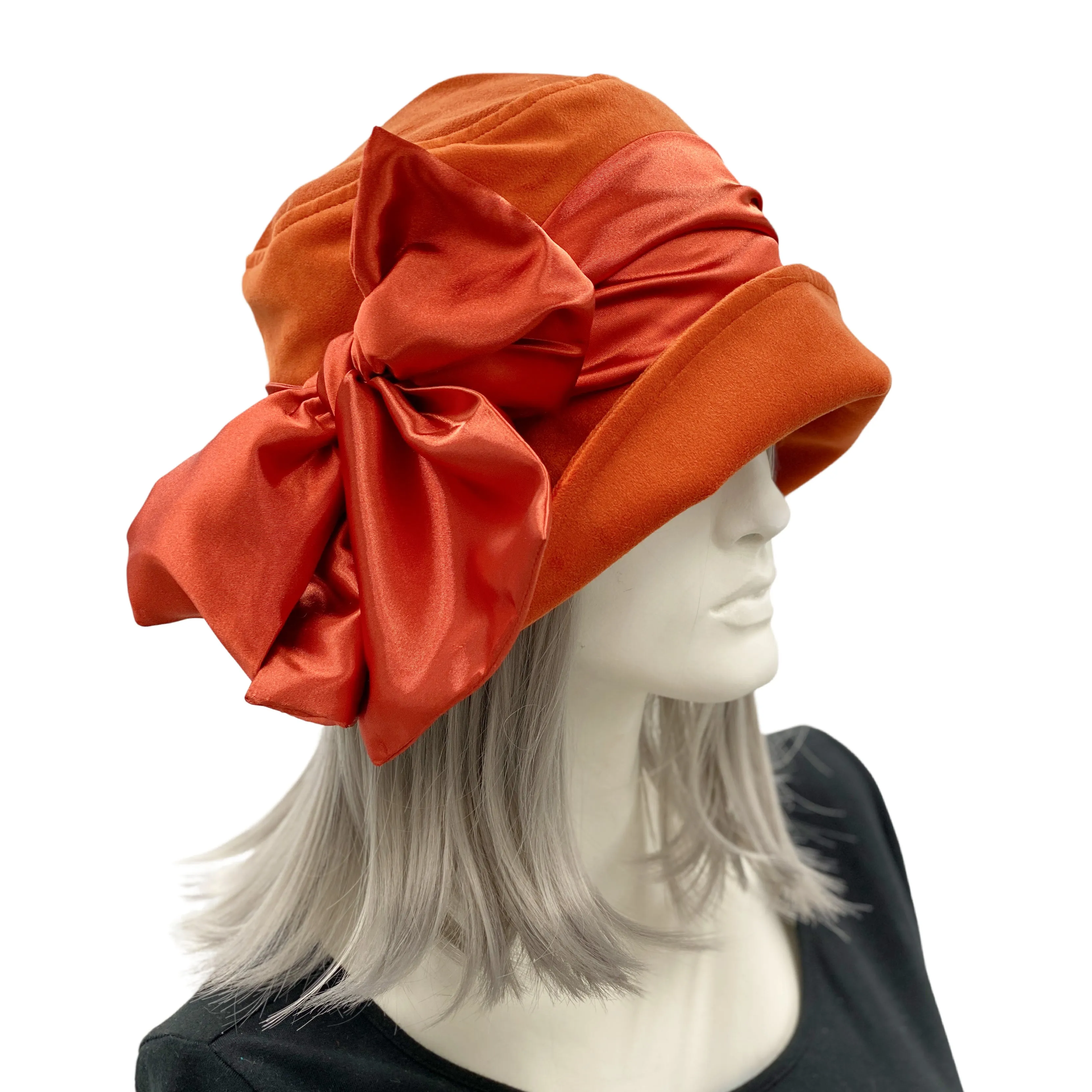 Burnt Orange Velvet and Satin Cloche Hat | The Eleanor