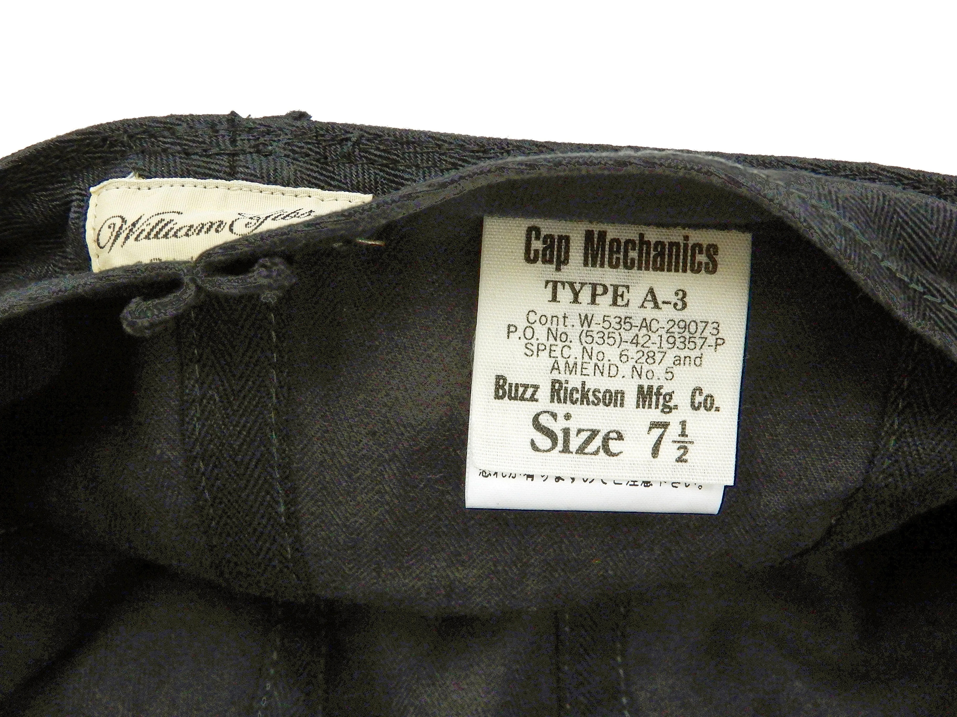 Buzz Rickson William Gibson Men's Army Cap Type A-3 Black Military Hat BR02519 Black