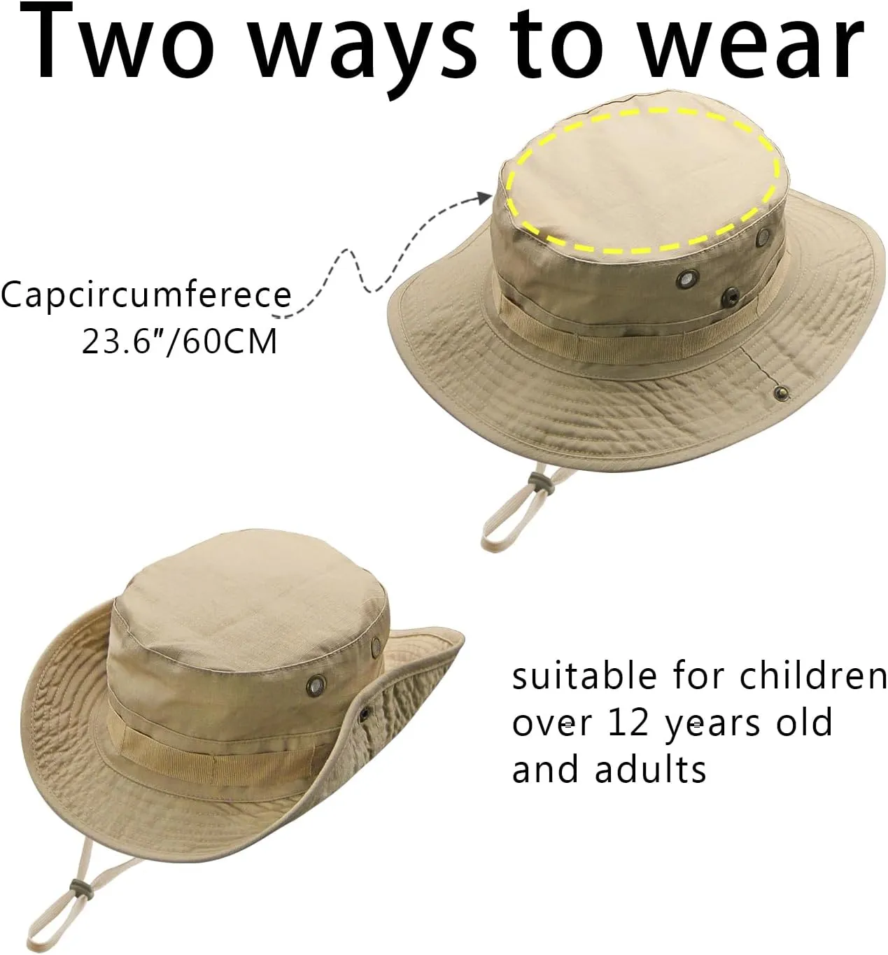 Camo Boonie Hat for Men Women, Military Tactical Wide Brim Bucket Hats, UPF50  Jungle Sun Hats for Fishing Hunting Safari