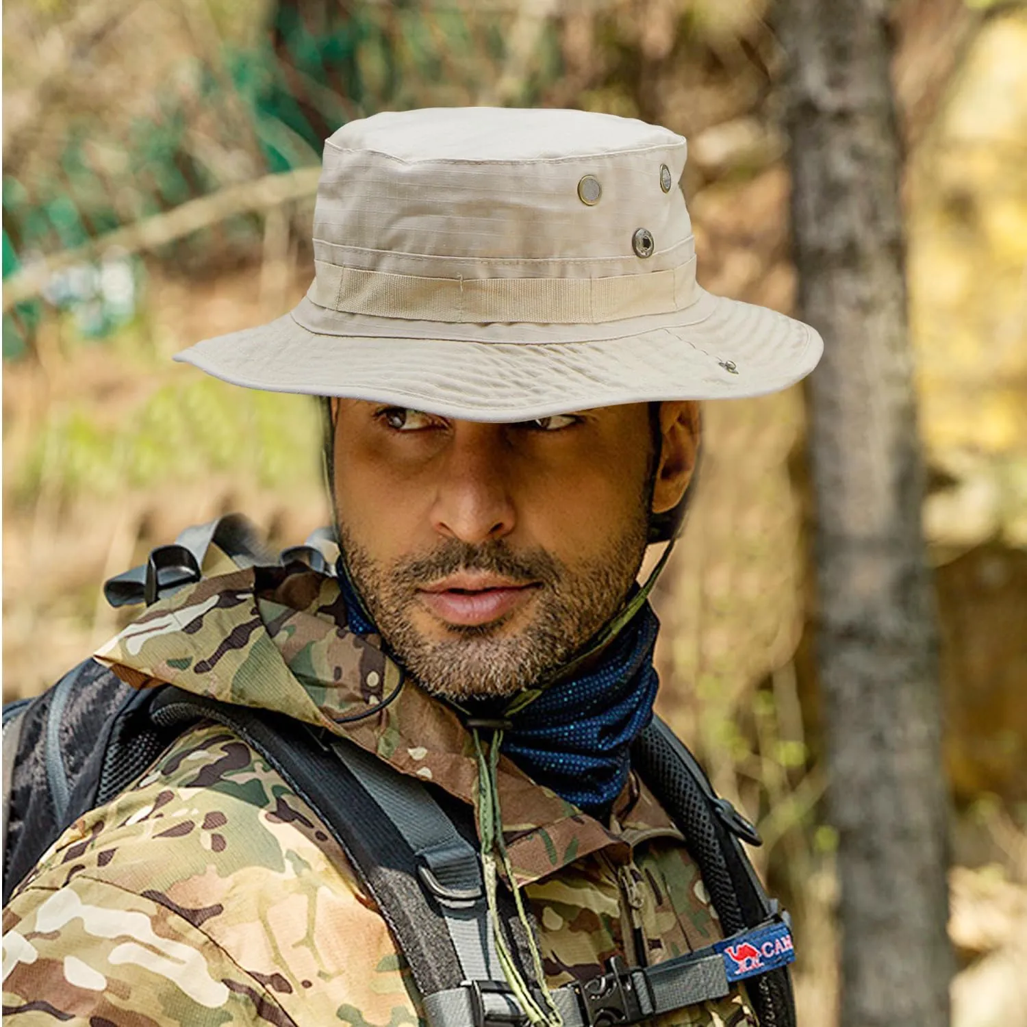 Camo Boonie Hat for Men Women, Military Tactical Wide Brim Bucket Hats, UPF50  Jungle Sun Hats for Fishing Hunting Safari