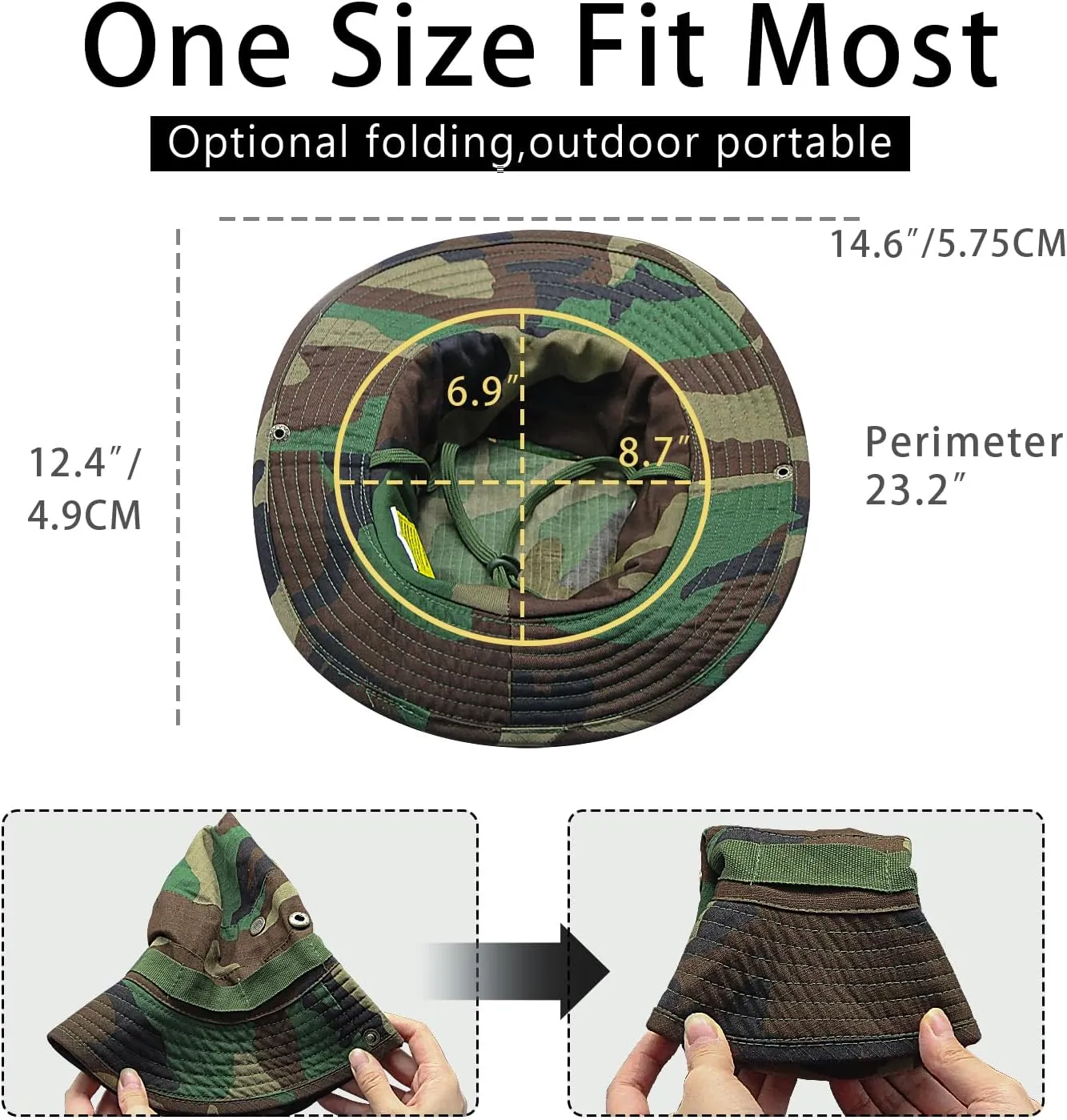 Camo Boonie Hat for Men Women, Military Tactical Wide Brim Bucket Hats, UPF50  Jungle Sun Hats for Fishing Hunting Safari