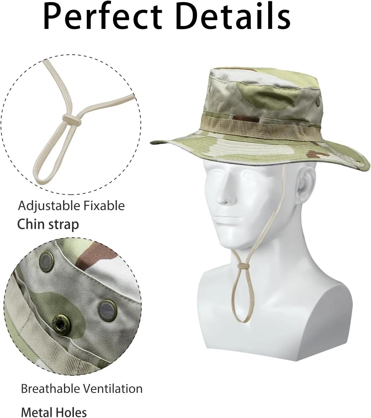Camo Boonie Hat for Men Women, Military Tactical Wide Brim Bucket Hats, UPF50  Jungle Sun Hats for Fishing Hunting Safari