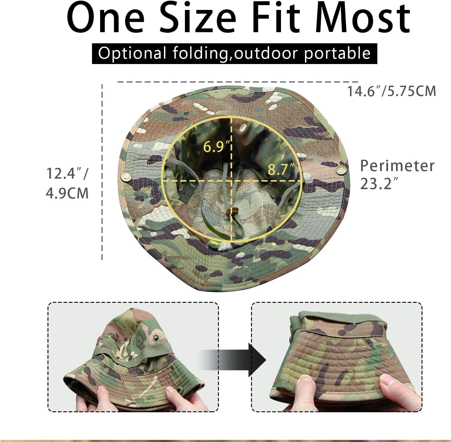 Camo Boonie Hat for Men Women, Military Tactical Wide Brim Bucket Hats, UPF50  Jungle Sun Hats for Fishing Hunting Safari