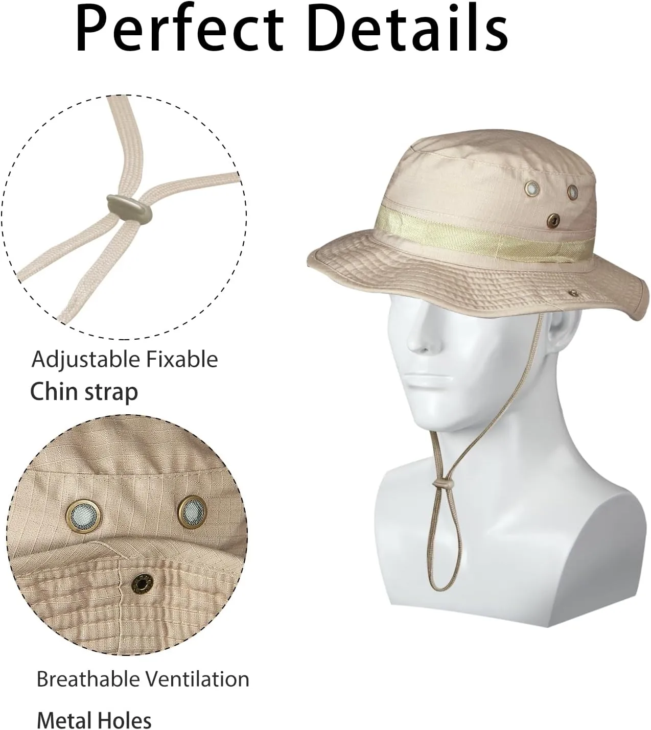 Camo Boonie Hat for Men Women, Military Tactical Wide Brim Bucket Hats, UPF50  Jungle Sun Hats for Fishing Hunting Safari