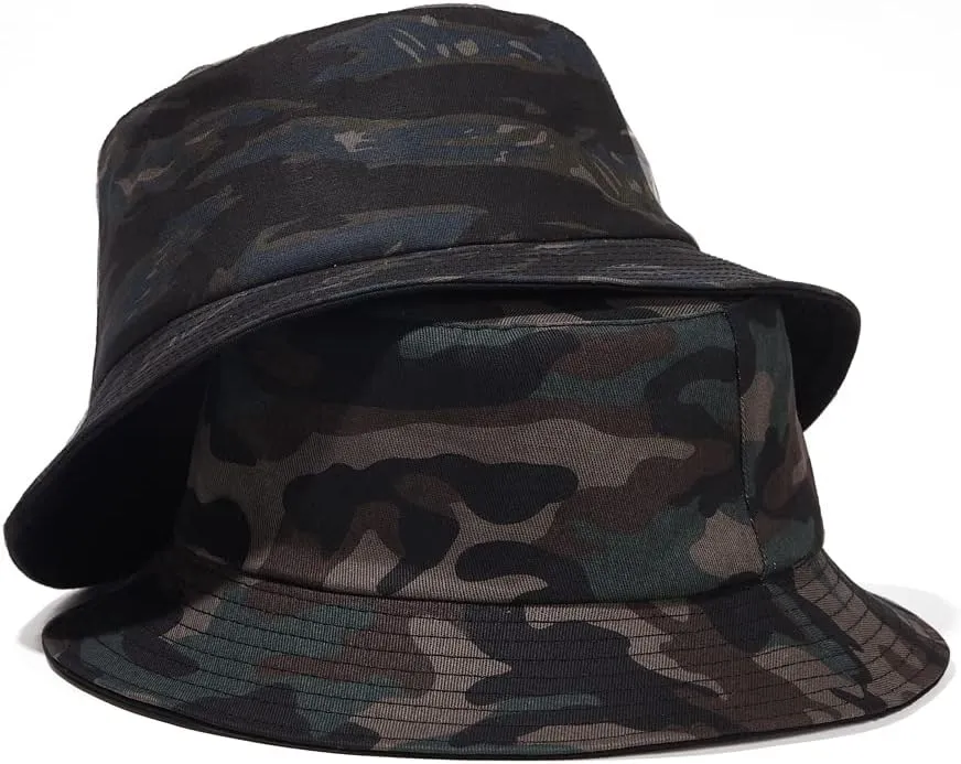 Camo Bucket Hat Wide Brim UV Protection Sun Hat Boonie Hats Fishing Hiking Safari Outdoor Hats for Men Women