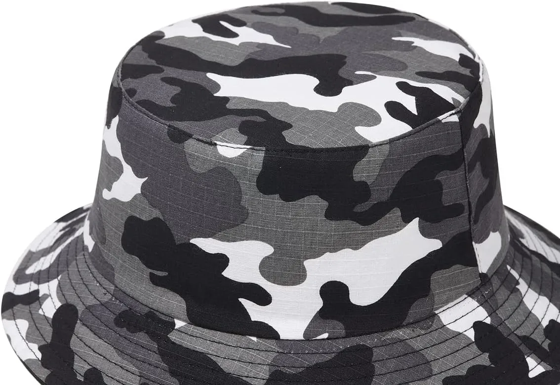 Camo Bucket Hat Wide Brim UV Protection Sun Hat Boonie Hats Fishing Hiking Safari Outdoor Hats for Men Women