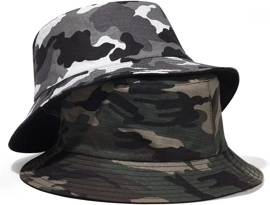 Camo Bucket Hat Wide Brim UV Protection Sun Hat Boonie Hats Fishing Hiking Safari Outdoor Hats for Men Women