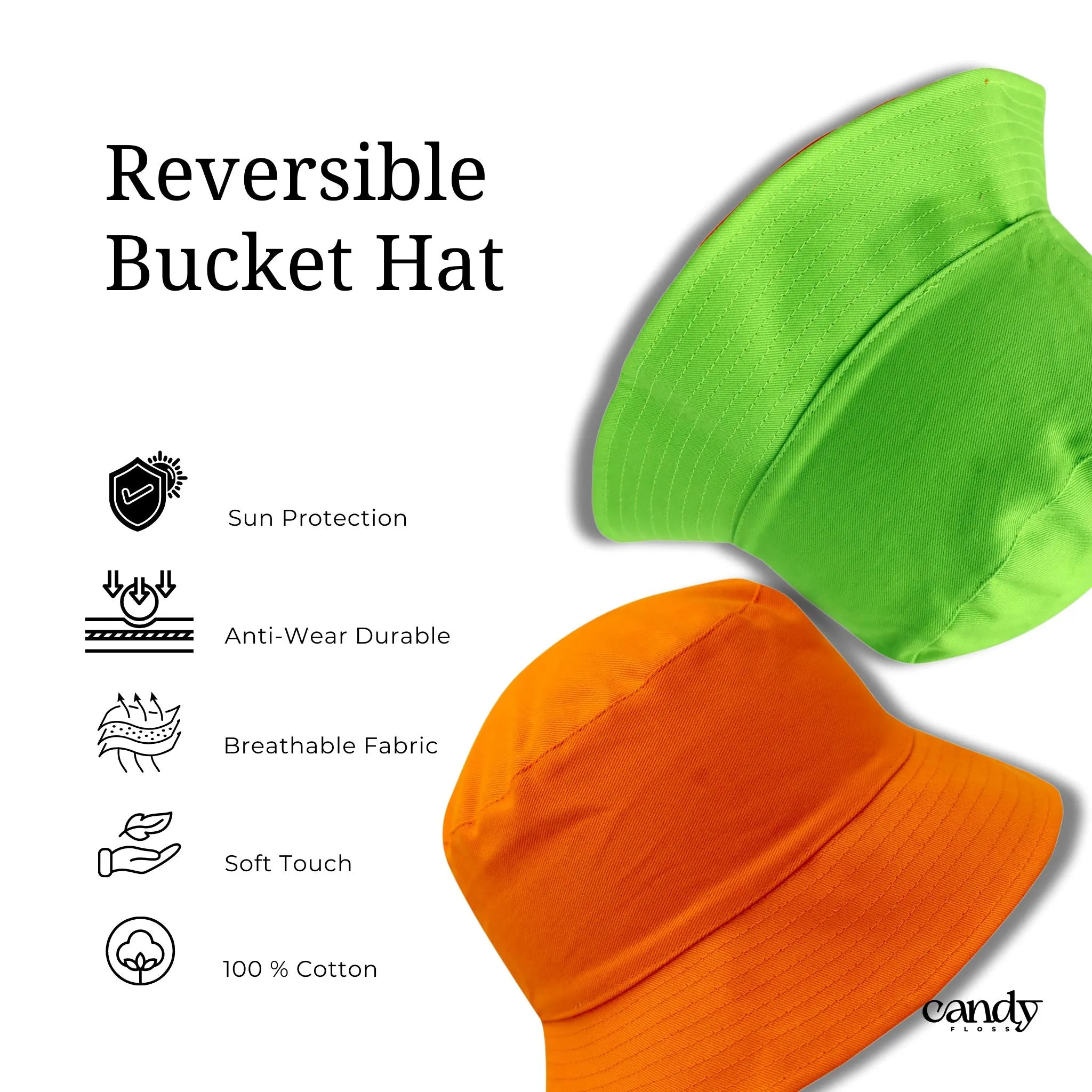 Candy Reversible Bucket Hat (Orange & Green)