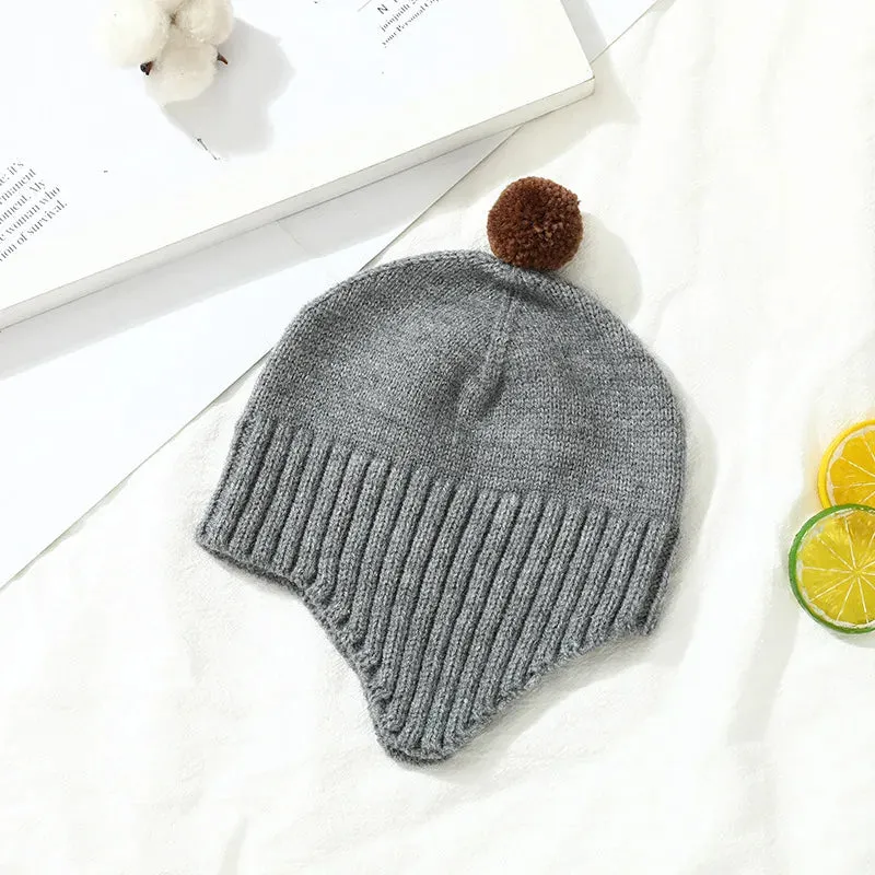 Cartoon Bear Ear Protection Knitted Hat for Toddler Boys Girls