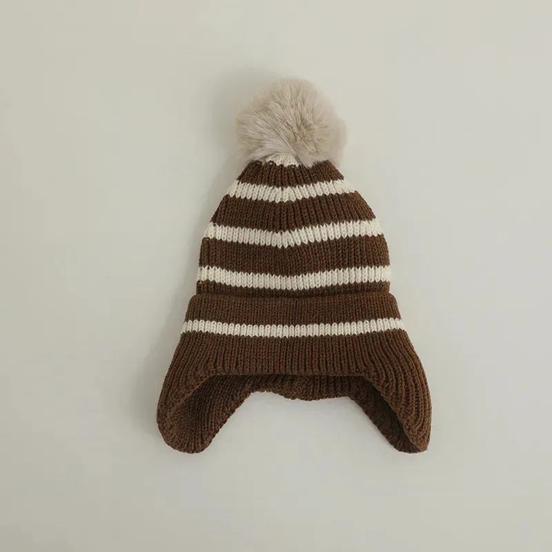 Cartoon Bear Ear Protection Knitted Hat for Toddler Boys Girls