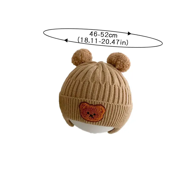 Cartoon Bear Ear Protection Knitted Hat for Toddler Boys Girls