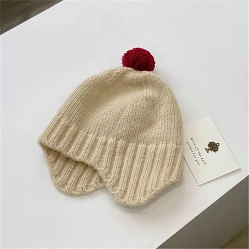 Cartoon Bear Ear Protection Knitted Hat for Toddler Boys Girls
