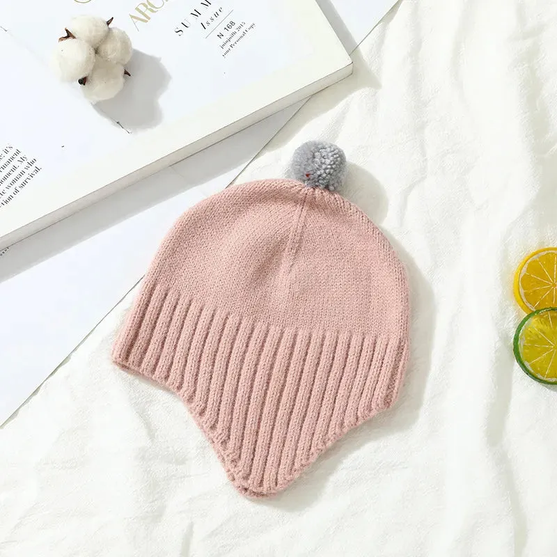 Cartoon Bear Ear Protection Knitted Hat for Toddler Boys Girls