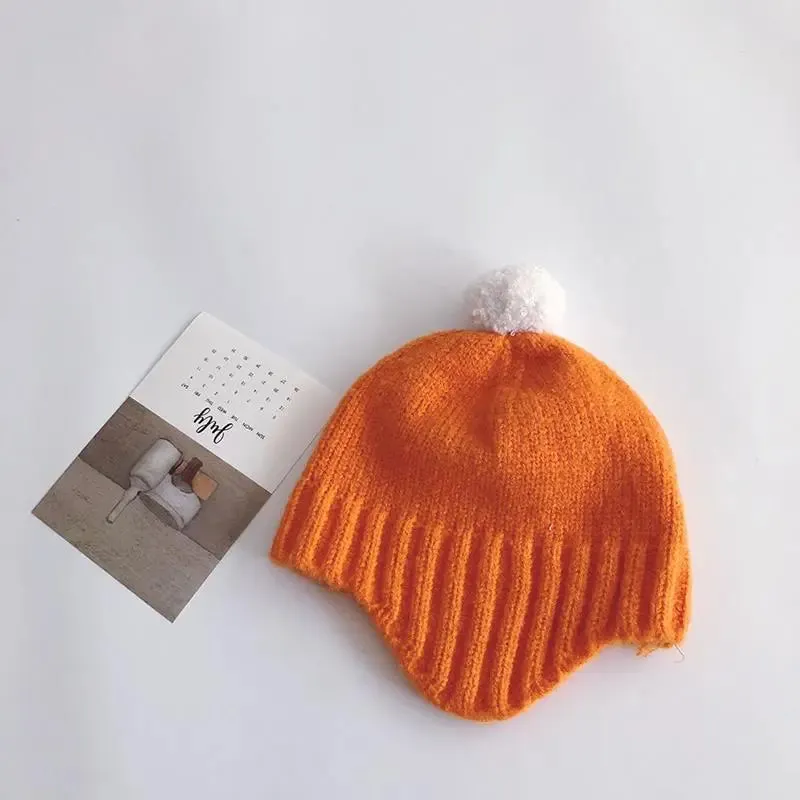 Cartoon Bear Ear Protection Knitted Hat for Toddler Boys Girls