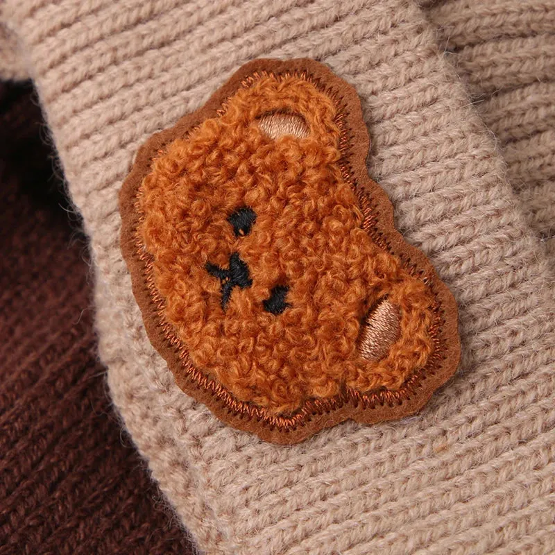 Cartoon Bear Ear Protection Knitted Hat for Toddler Boys Girls