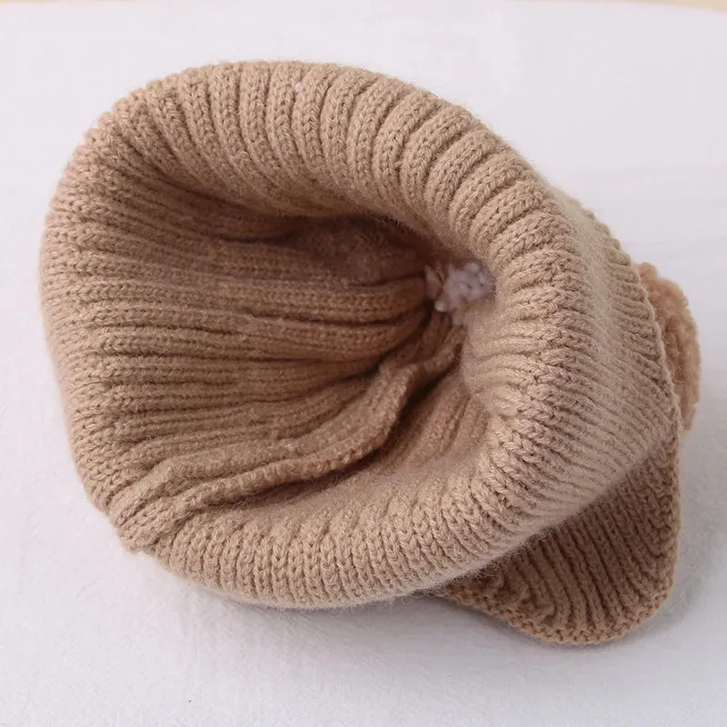 Cartoon Bear Ear Protection Knitted Hat for Toddler Boys Girls