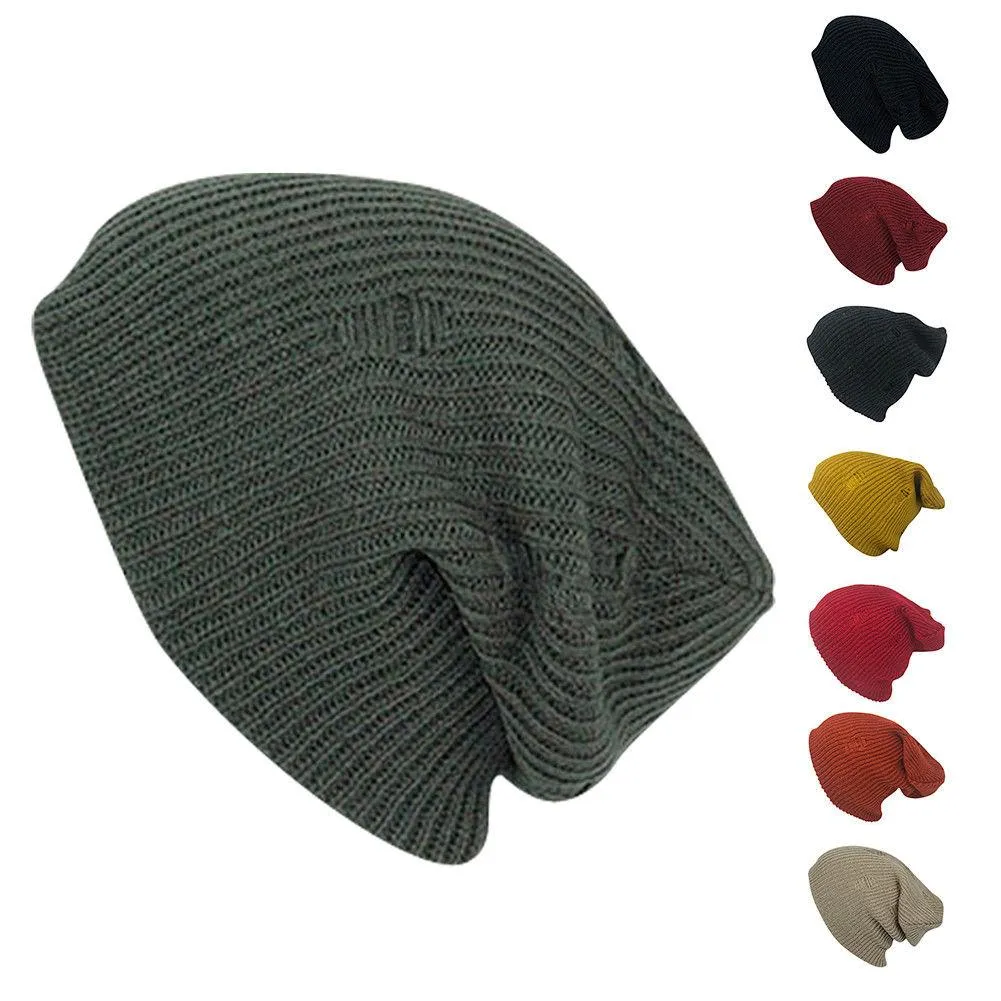 Casaba Winter Beanies Vintage Ripped Double Layer Slouch Caps Hats Men Women