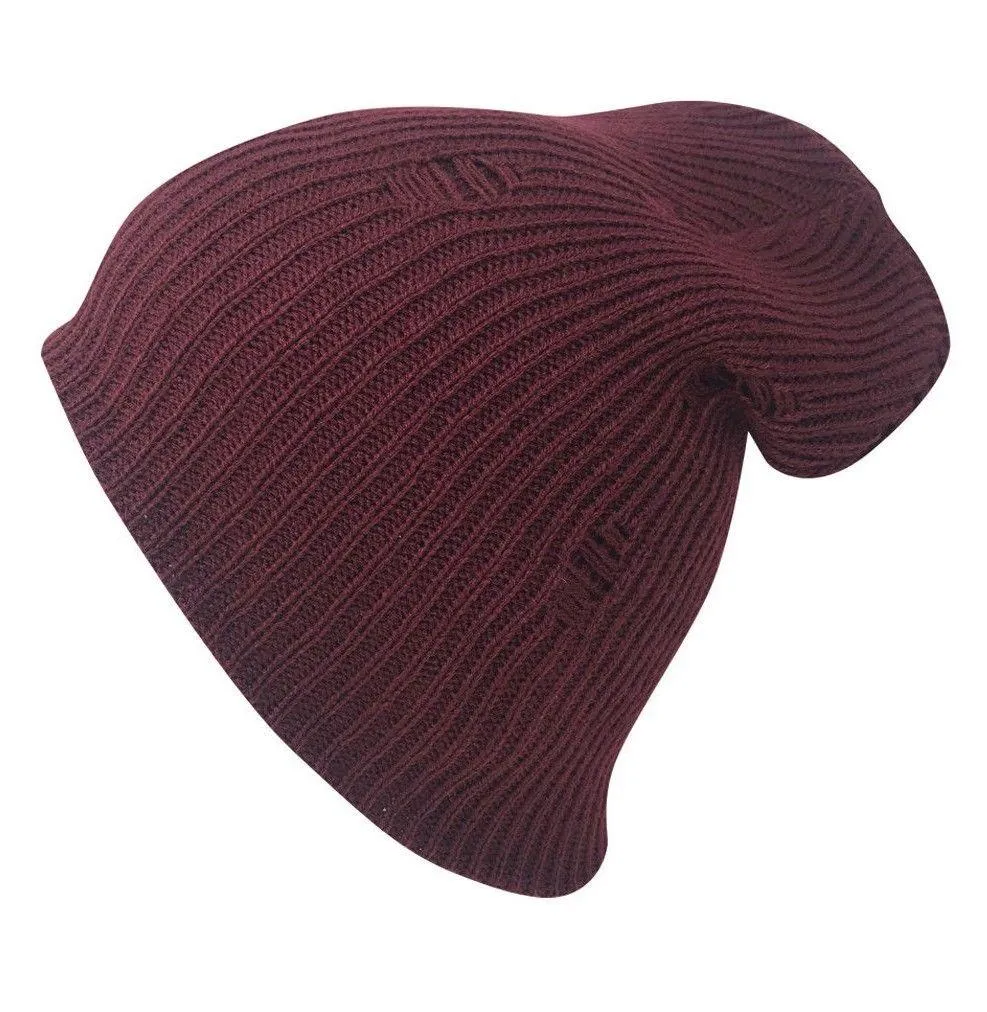 Casaba Winter Beanies Vintage Ripped Double Layer Slouch Caps Hats Men Women