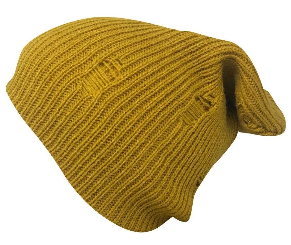 Casaba Winter Beanies Vintage Ripped Double Layer Slouch Caps Hats Men Women