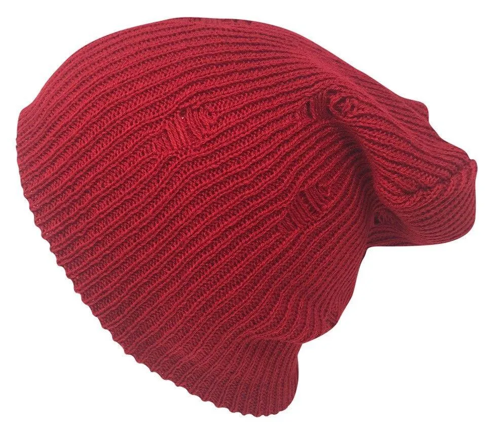 Casaba Winter Beanies Vintage Ripped Double Layer Slouch Caps Hats Men Women