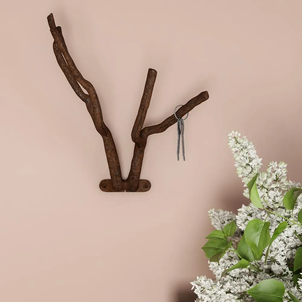 Cast Iron Rustic Decorative Tree Branch Hook Wall Mount