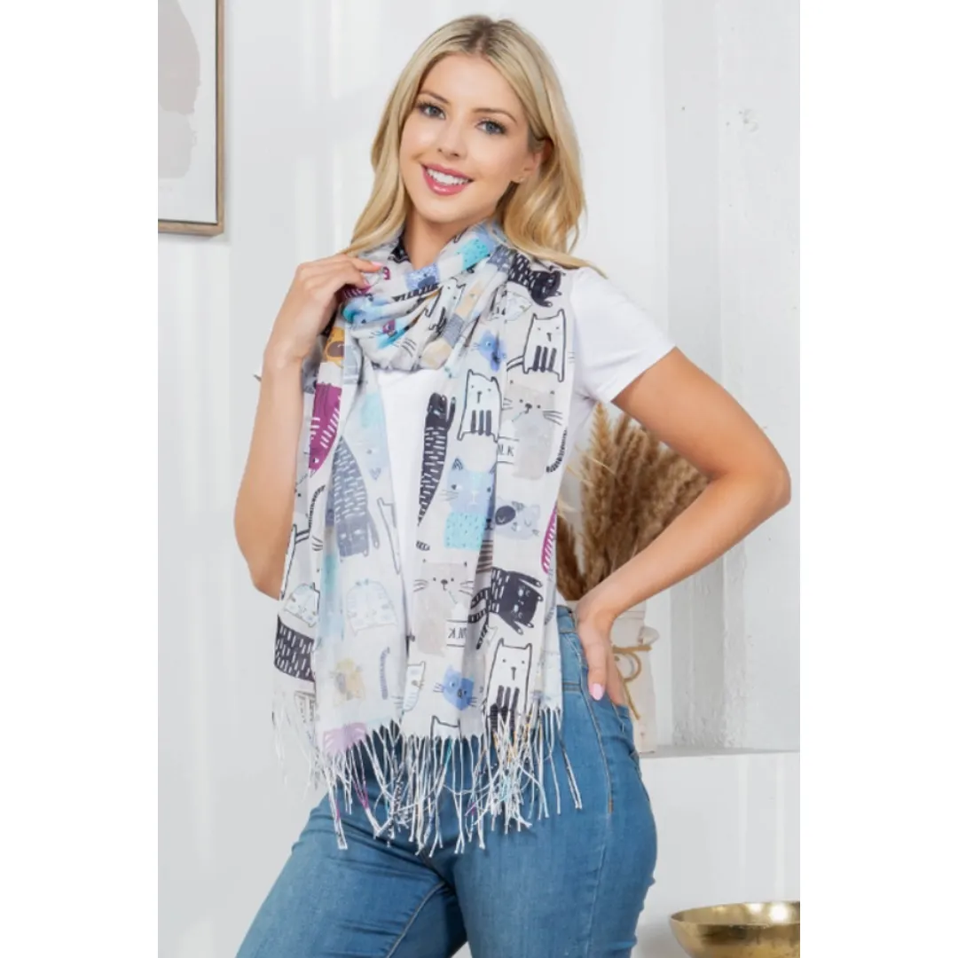 Cat Print Scarf