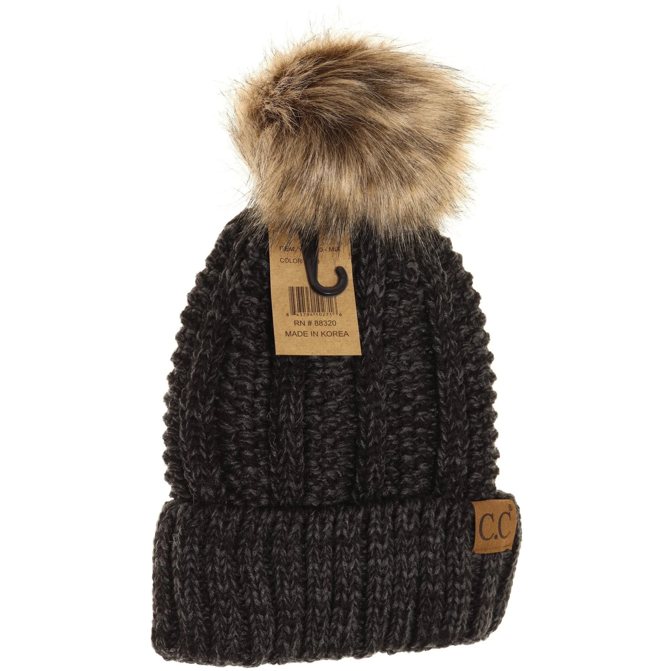 CC Beanie Fur Pom Hats - Multicolored
