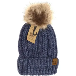 CC Beanie Fur Pom Hats - Multicolored