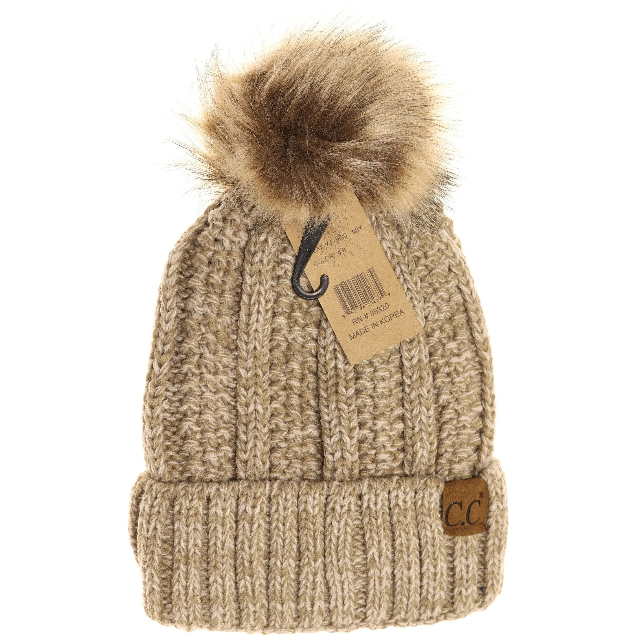 CC Beanie Fur Pom Hats - Multicolored