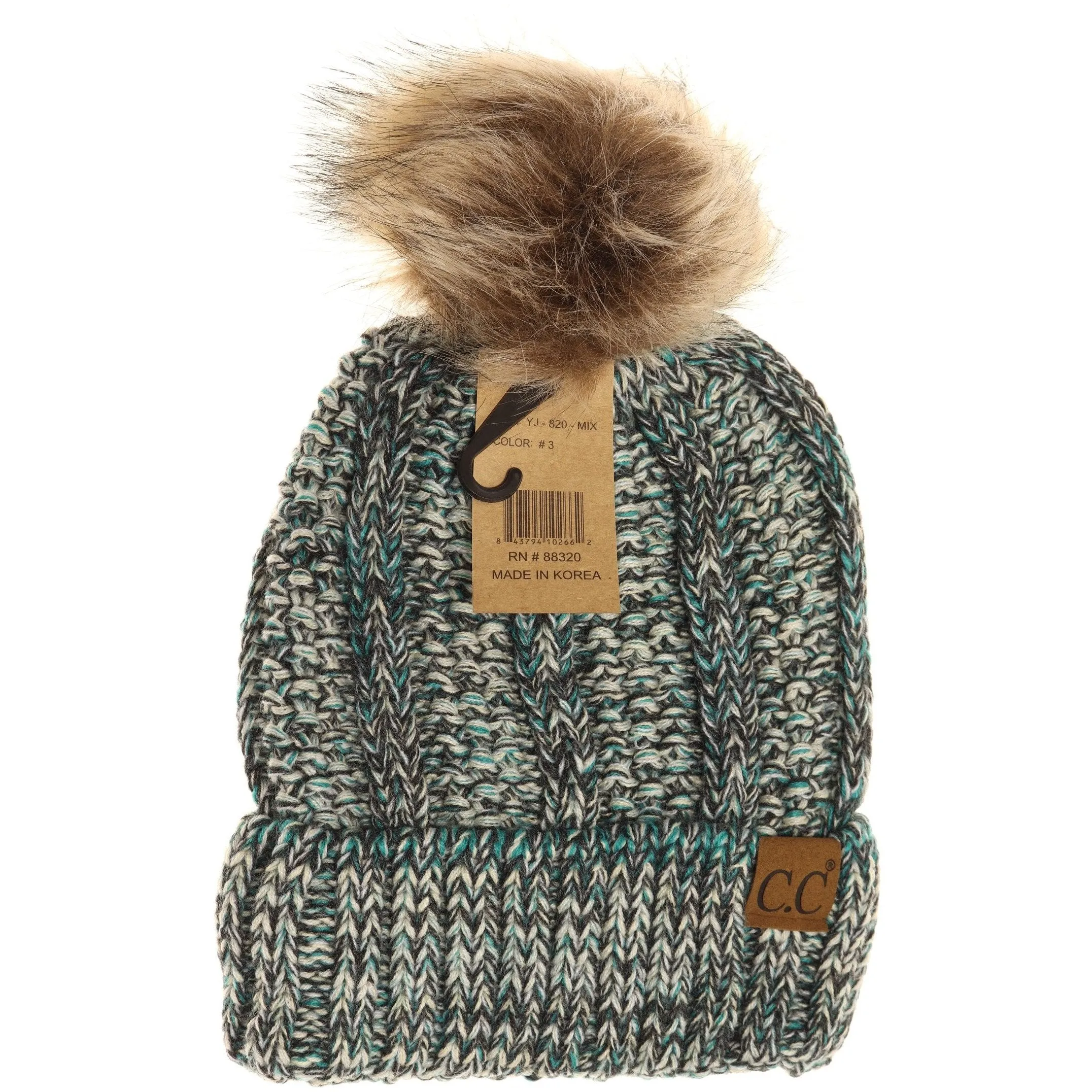 CC Beanie Fur Pom Hats - Multicolored