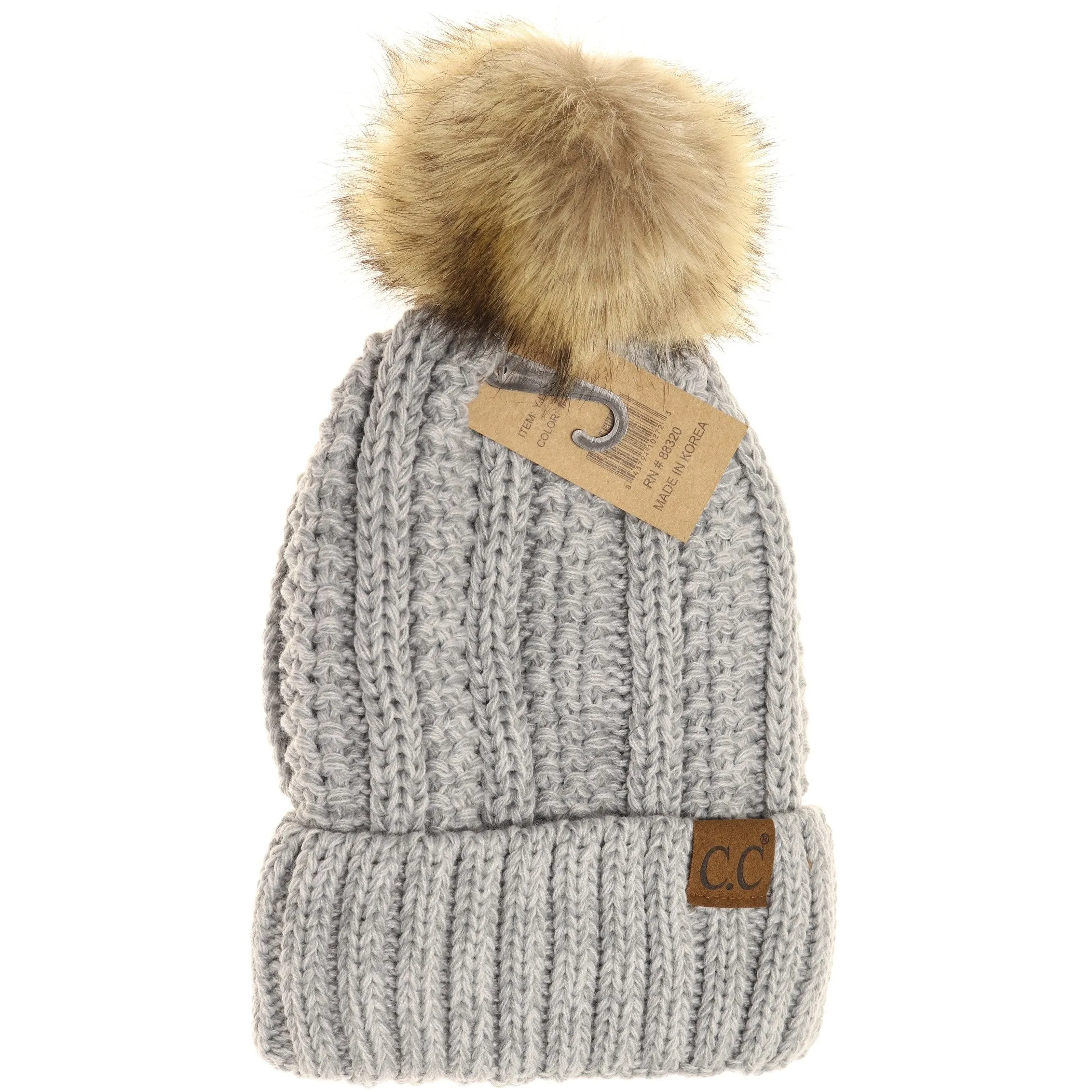 CC Beanie Fur Pom Hats - Multicolored