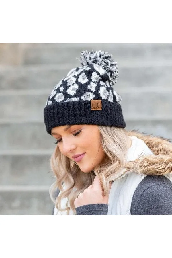 CC Leopard Pom Beanie