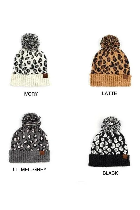CC Leopard Pom Beanie
