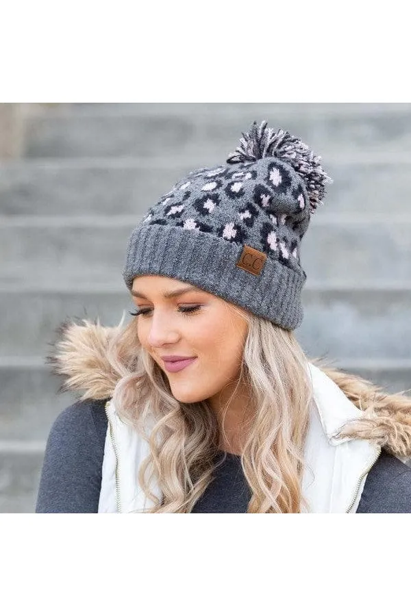 CC Leopard Pom Beanie