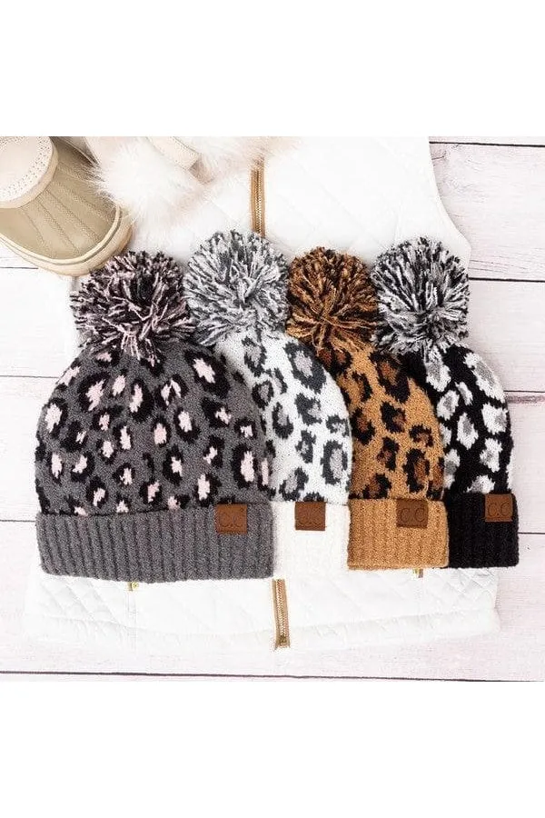 CC Leopard Pom Beanie