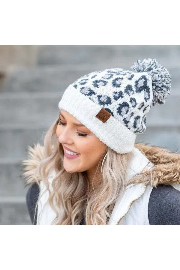 CC Leopard Pom Beanie