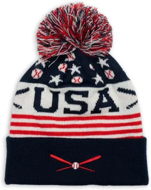 ChalkTalkSPORTS Baseball Knitted Beanie Hat | Baseball Pom Beanies