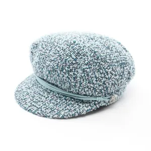 Chanel Coco Mark Tweed Casquette Hat Light Blue Multicolor Polyamide