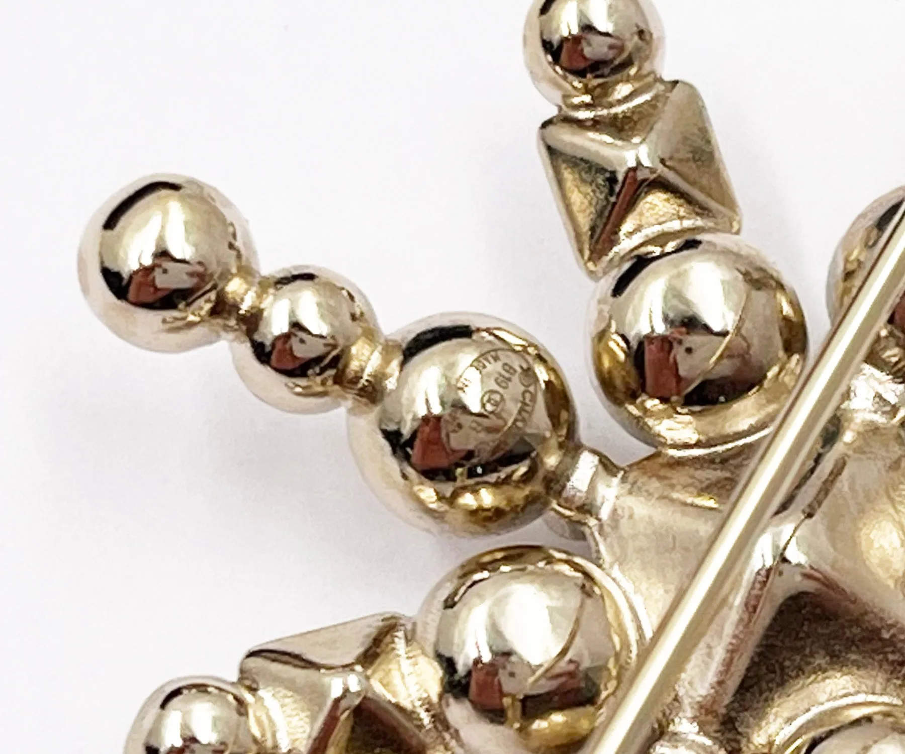 CHANEL Gold CC Star Black Bead Pearl Crystal Small Brooch
