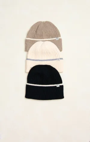 Charlotte Snowy Strip Beanie Winter Hat