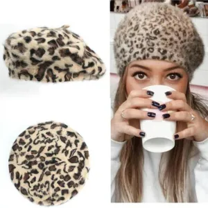 Chic Leopard Print Stylish Winter Beret Hats