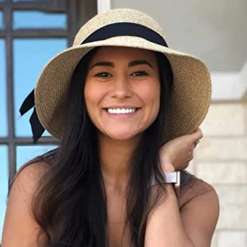 Chic Wide Brim Floppy Straw Sun Hat with Oversized Black Bow